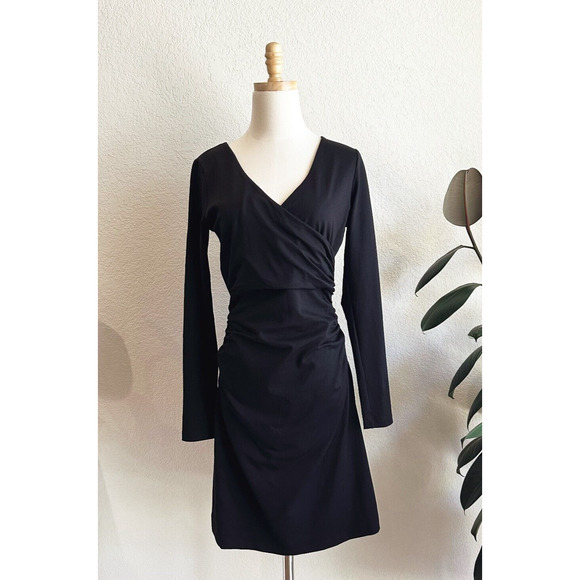 Susana Monaco Women Mini Wrap Dress Large Long Sleeve Minimalist Classic Capsule - Picture 1 of 9